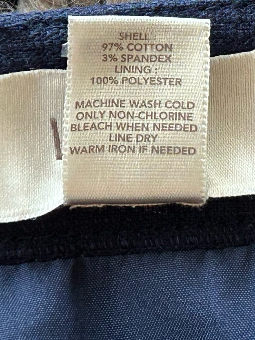 LOFT Navy Blue Cotton Skirt with Bow on Front and Zipper on Back. Size 12 - Picture 5 of 5